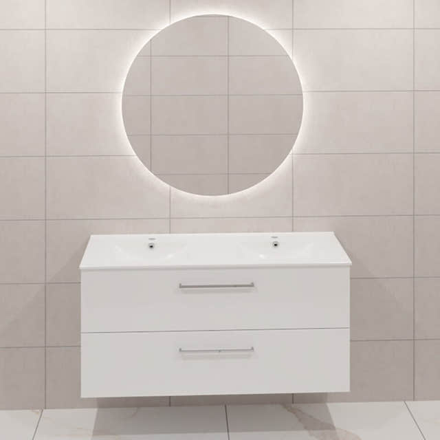 Dansani Mido+ Møbelpakke Servantskap med servant Hvit matt / 120cm dobbel / Corona rundt Dansani Møbelpakke bad BUN-MMA-2710-C