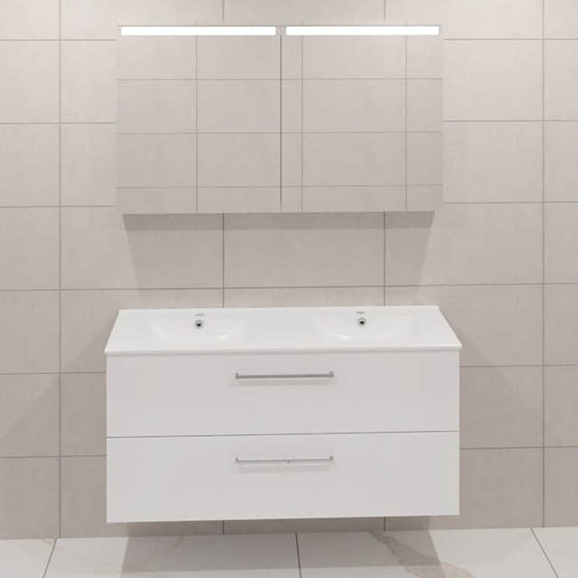 Dansani Mido+ Møbelpakke Servantskap med servant Hvit matt / 120cm dobbel / Top speilskap Dansani Møbelpakke bad BUN-MMA-2710-T