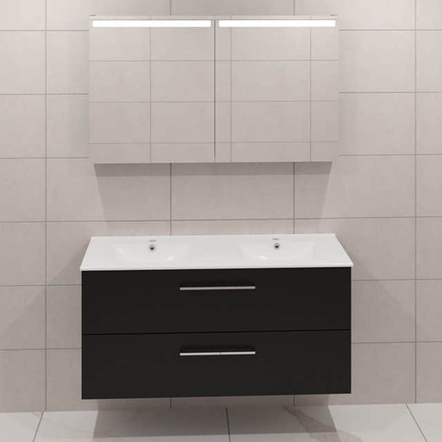 Dansani Mido+ Møbelpakke Servantskap med servant Svart struktur / 120cm dobbel / Top speilskap Dansani Møbelpakke bad BUN-MMA-2729-T