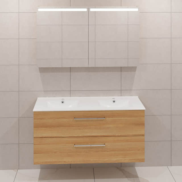 Dansani Mido+ Møbelpakke Servantskap med servant Varm eik / 120cm dobbel / Top speilskap Dansani Møbelpakke bad BUN-MMA-2755-T