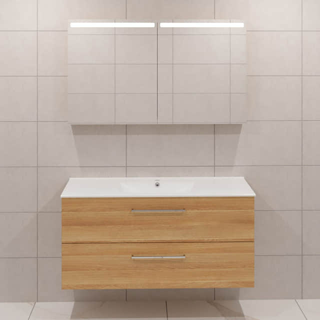 Dansani Mido+ Møbelpakke Servantskap med servant Varm eik / 120cm / Top speilskap Dansani Møbelpakke bad BUN-MMA-2655-T