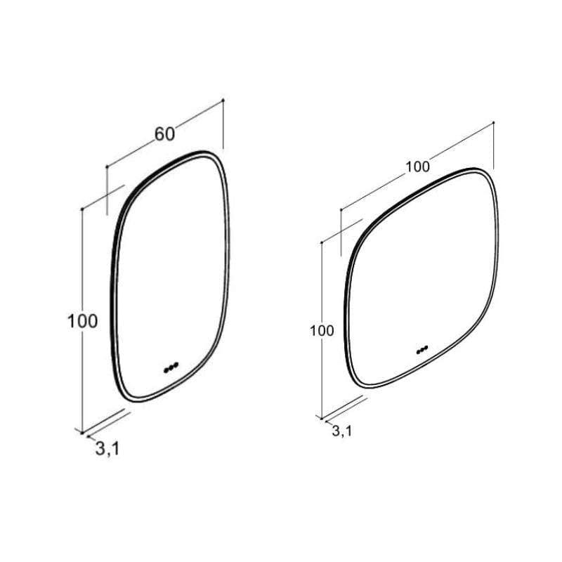 Dansani Squircle Speil med Lys og Lysstyring Dansani Baderomsspeil