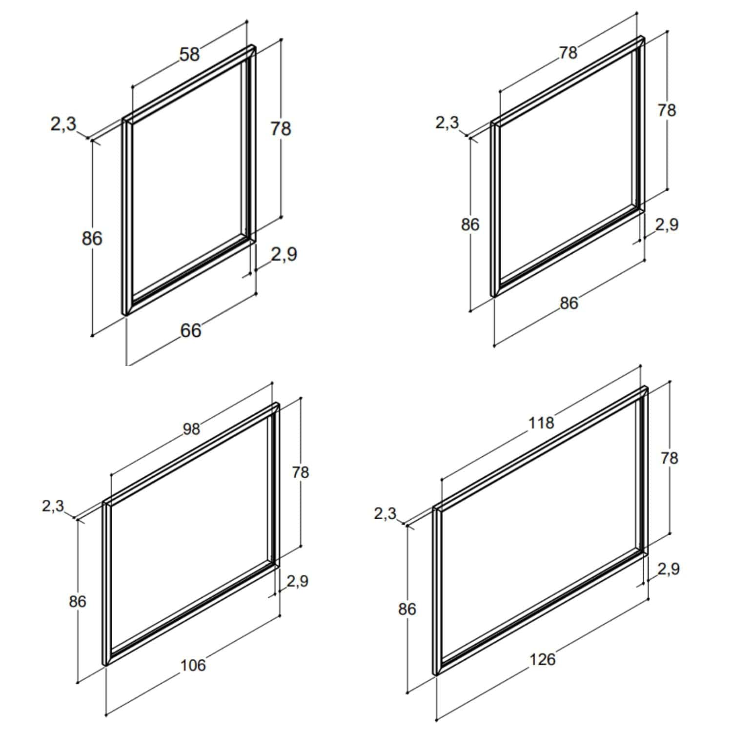 Dansani You Lysramme til In-built speilskap B60-120xH68,5xD2,5cm Dansani Tilbehør baderomsinnredning
