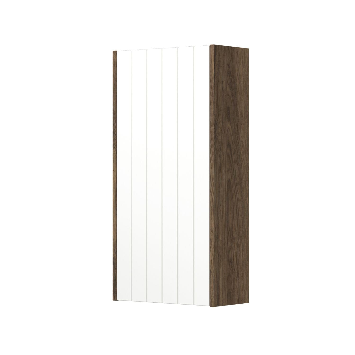 Dansani You Overskap 1 dør B40xH80xD19cm - Rillet Brun eik/Hvit matt / Venstre Dansani Sideskap bad DA-V49-4215