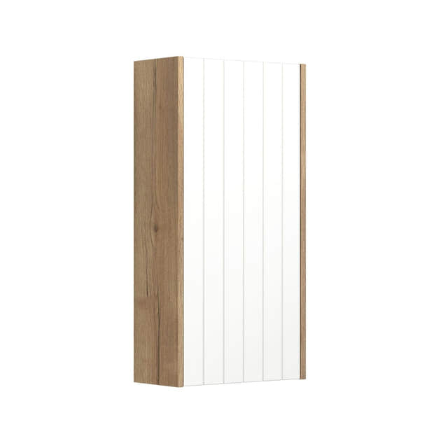 Dansani You Overskap 1 dør B40xH80xD19cm - Rillet Natur eik/Hvit matt / Høyre Dansani Sideskap bad DA-V49-4114