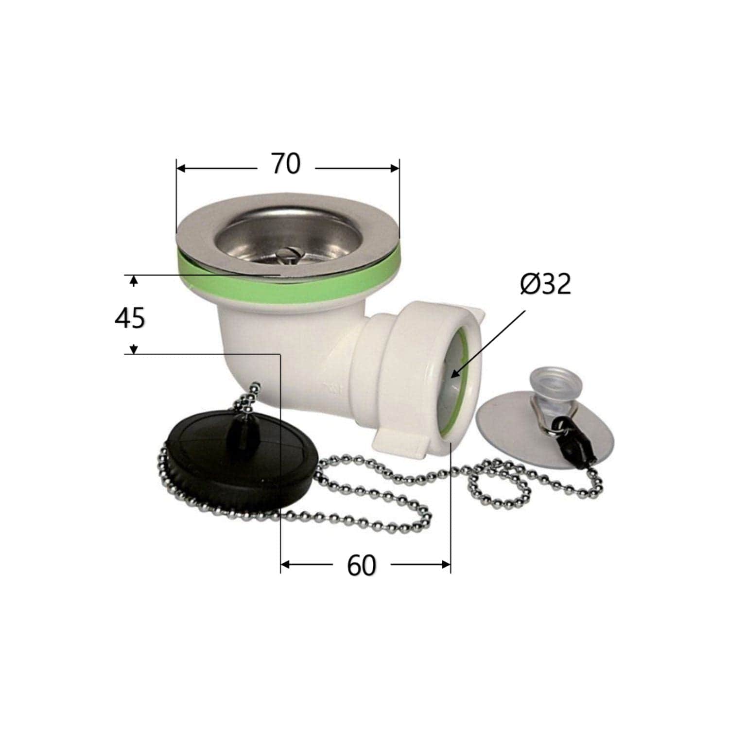 Faluplast Badekarventil med Plugg og Kjede Faluplast Reservedel badekar GRO-4516811