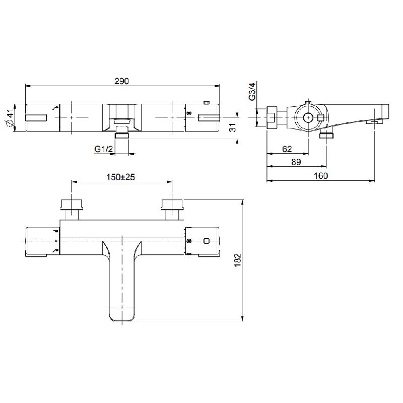 Fima Badekararmatur Split F4074 Krom Fima Badekararmatur GRO-4405049