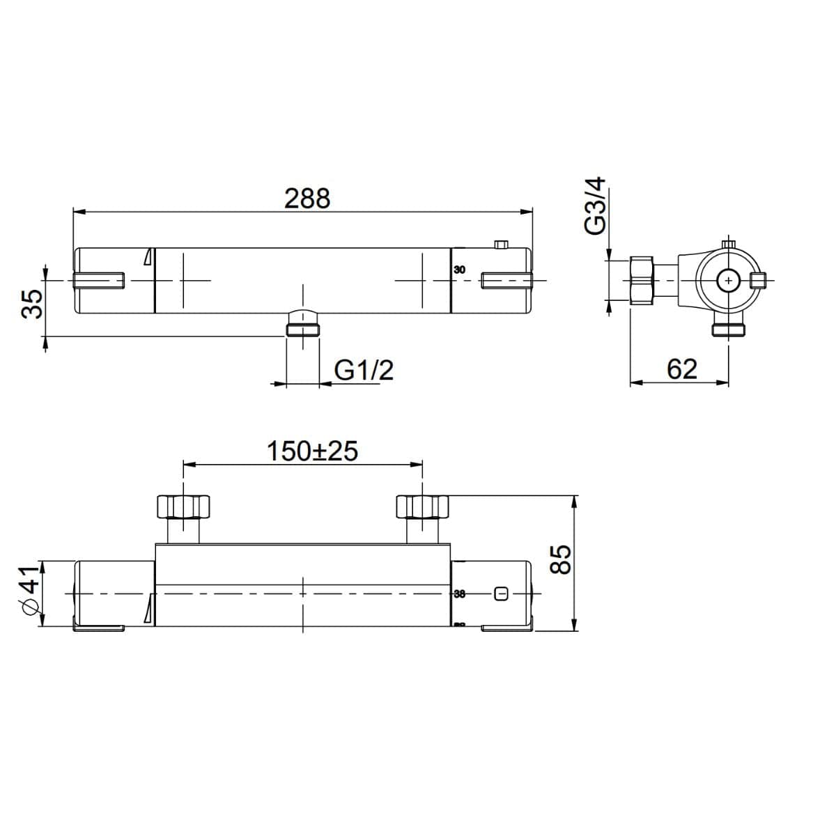 Fima Dusjbatteri Split F4075 Krom Fima Dusjbatteri GRO-4405039