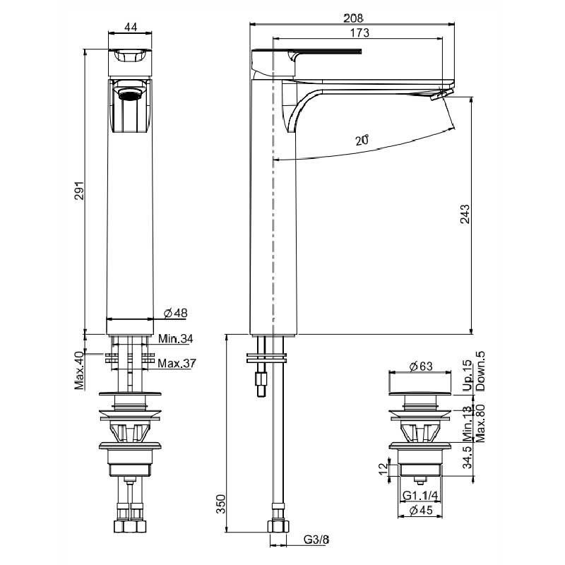 Fima Servantbatteri Mast F3131 Høy Fima Servantbatteri