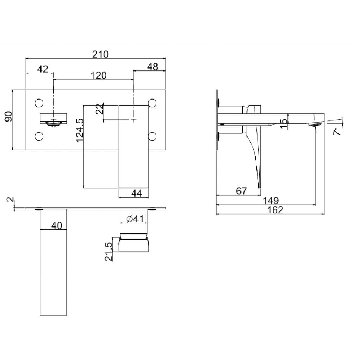 Fima Servantbatteri Zeta Innbygging F4810 Veggmontert Krom Fima Blandebatteri innbygging GRO-4405068