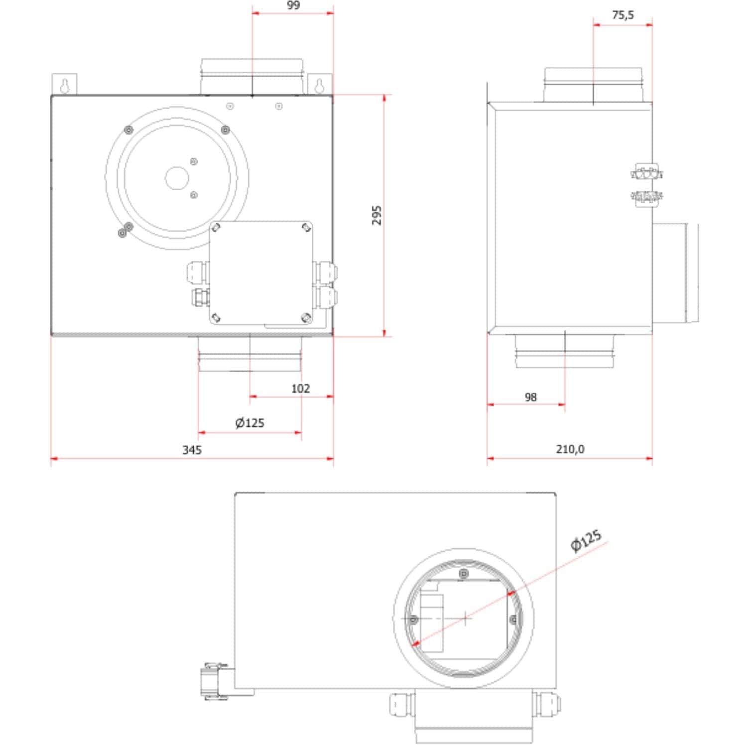Flexit KVEC 125 Kanalvifte Ø125mm Flexit Avtrekksvifte FL-120393