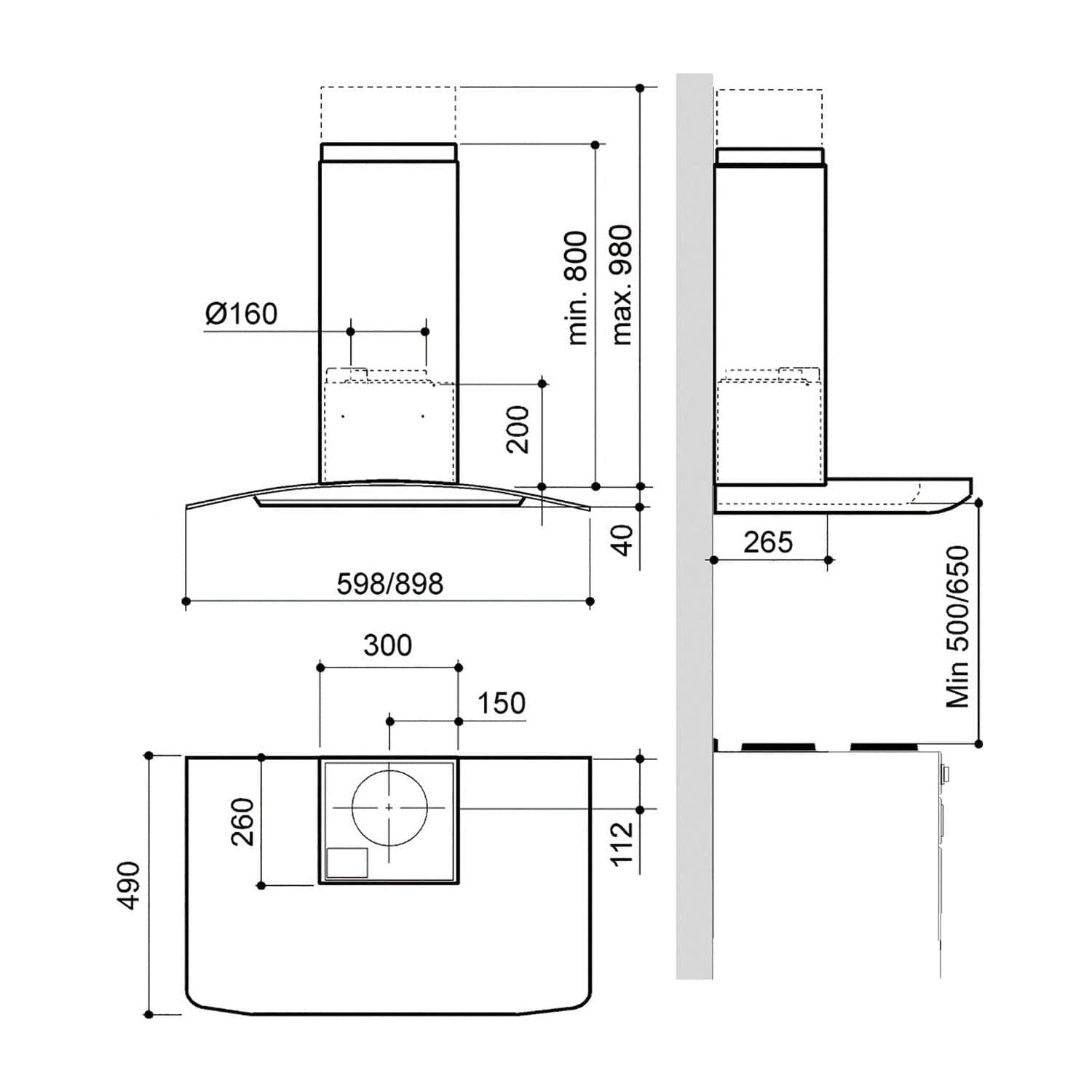 Flexit Vision-M RF Kjøkkenvifte Rustfritt stål / 60cm Flexit Kjøkkenvifte FL-110606