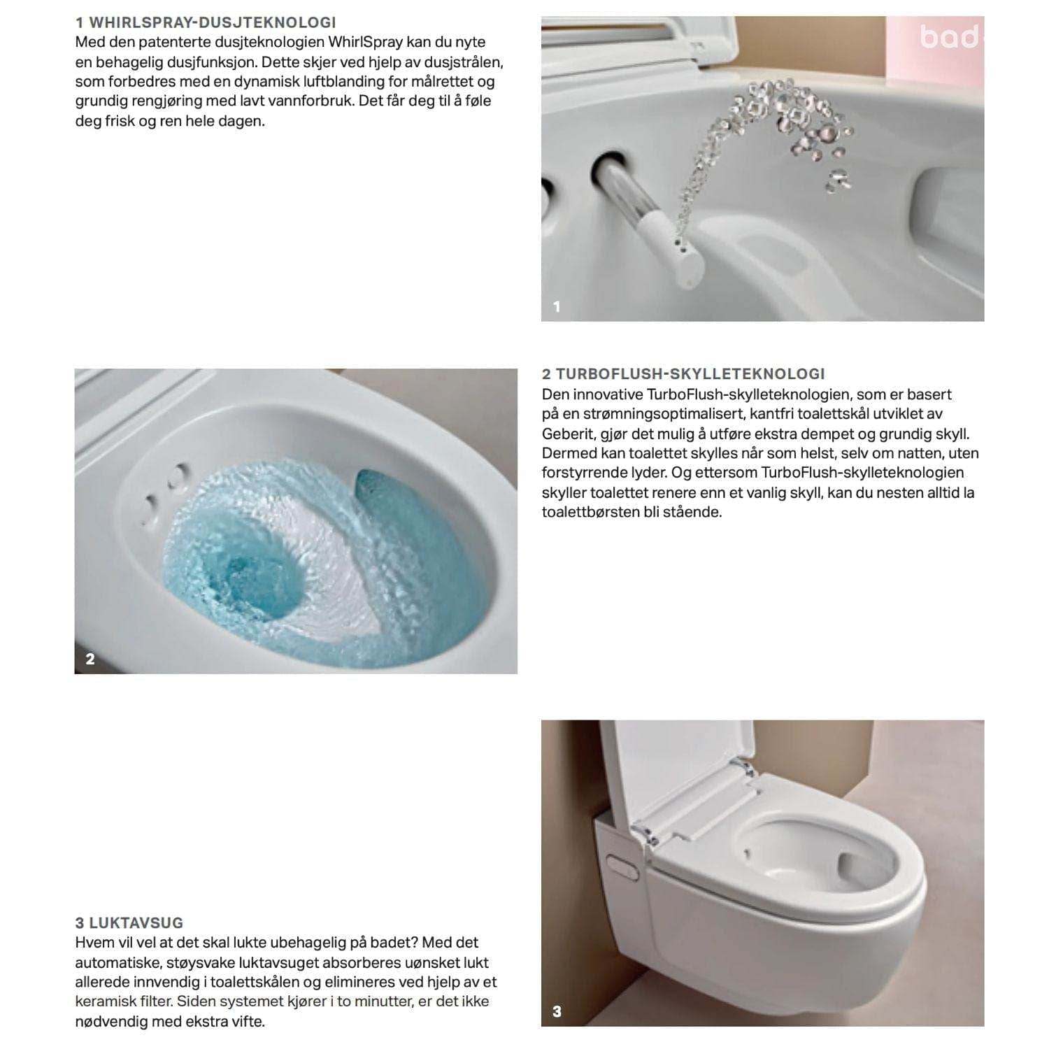 Geberit AquaClean Mera Comfort Vegghengt toalett Geberit Dusjtoalett