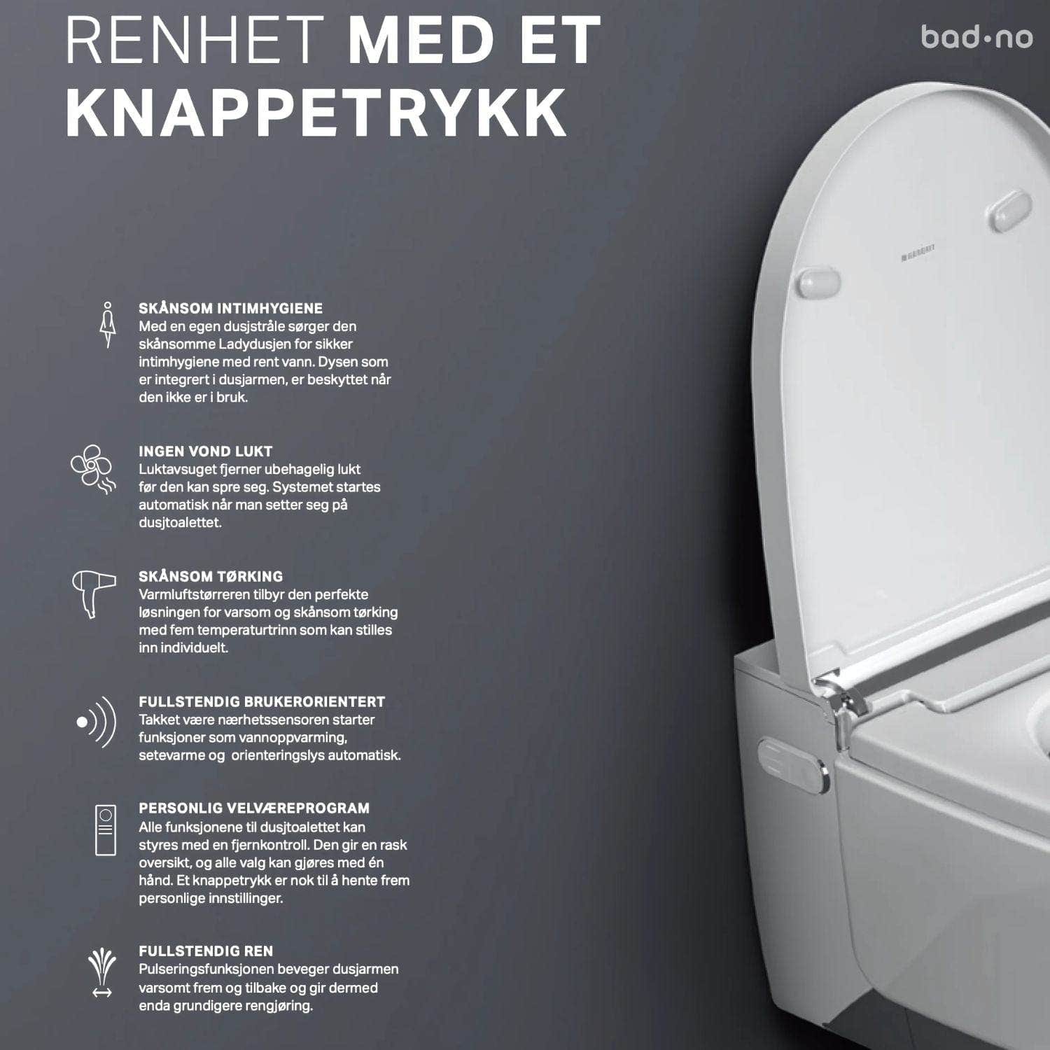 Geberit AquaClean Mera Comfort Vegghengt toalett Geberit Dusjtoalett