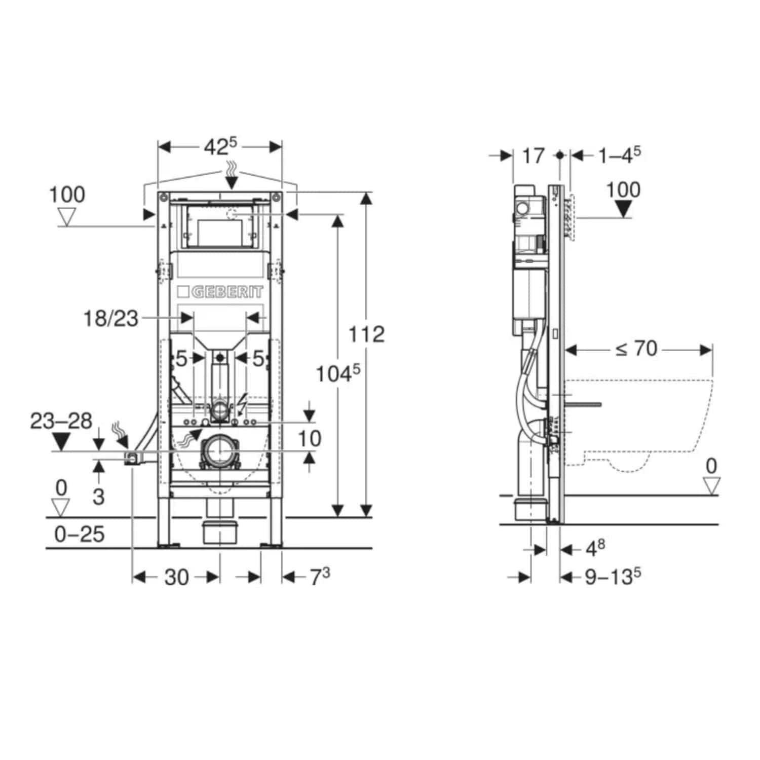 Geberit Duofix Sigma Innbyggingssisterne 112cm Geberit Innbyggingssisterne