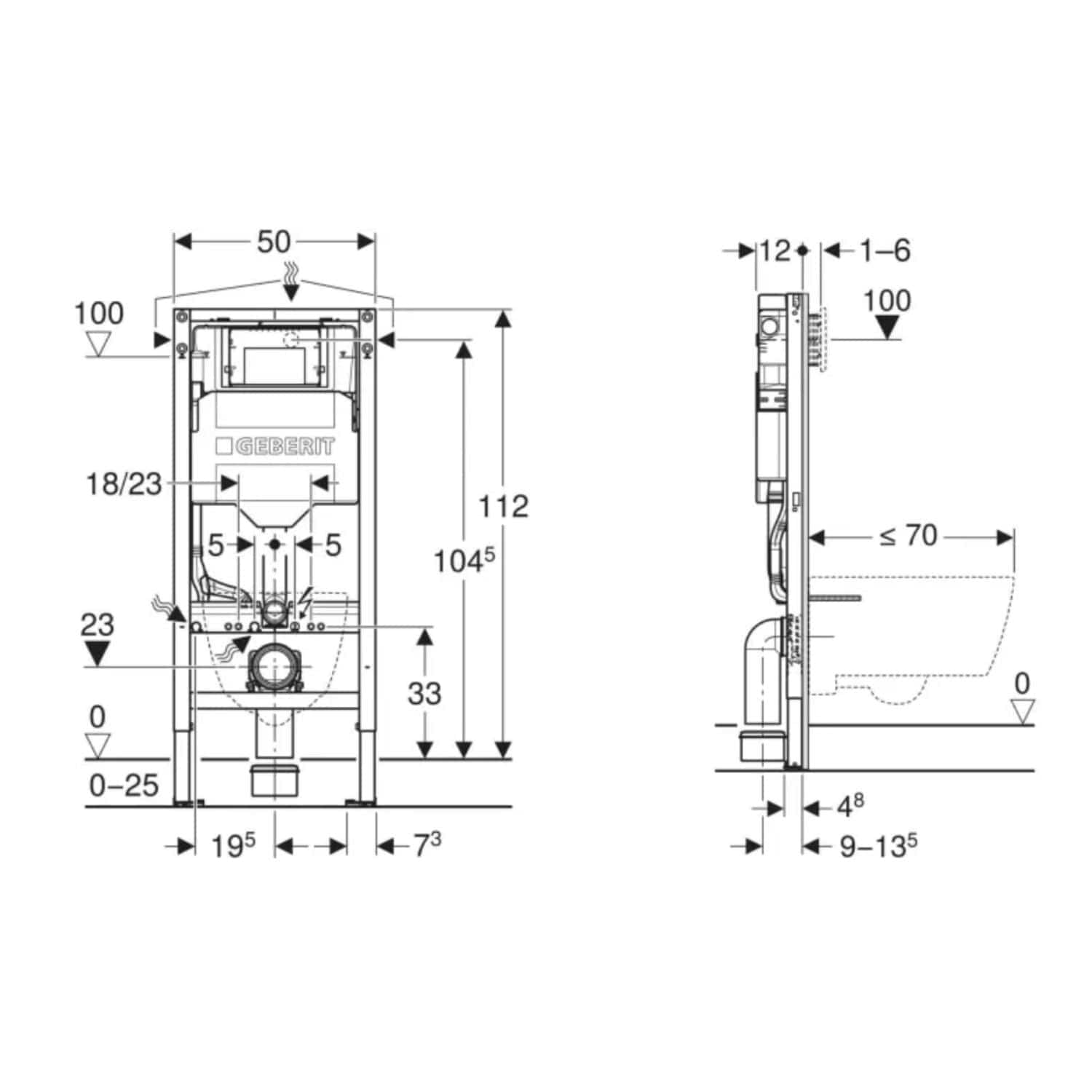 Geberit Duofix Sigma Innbyggingssisterne 112cm Geberit Innbyggingssisterne