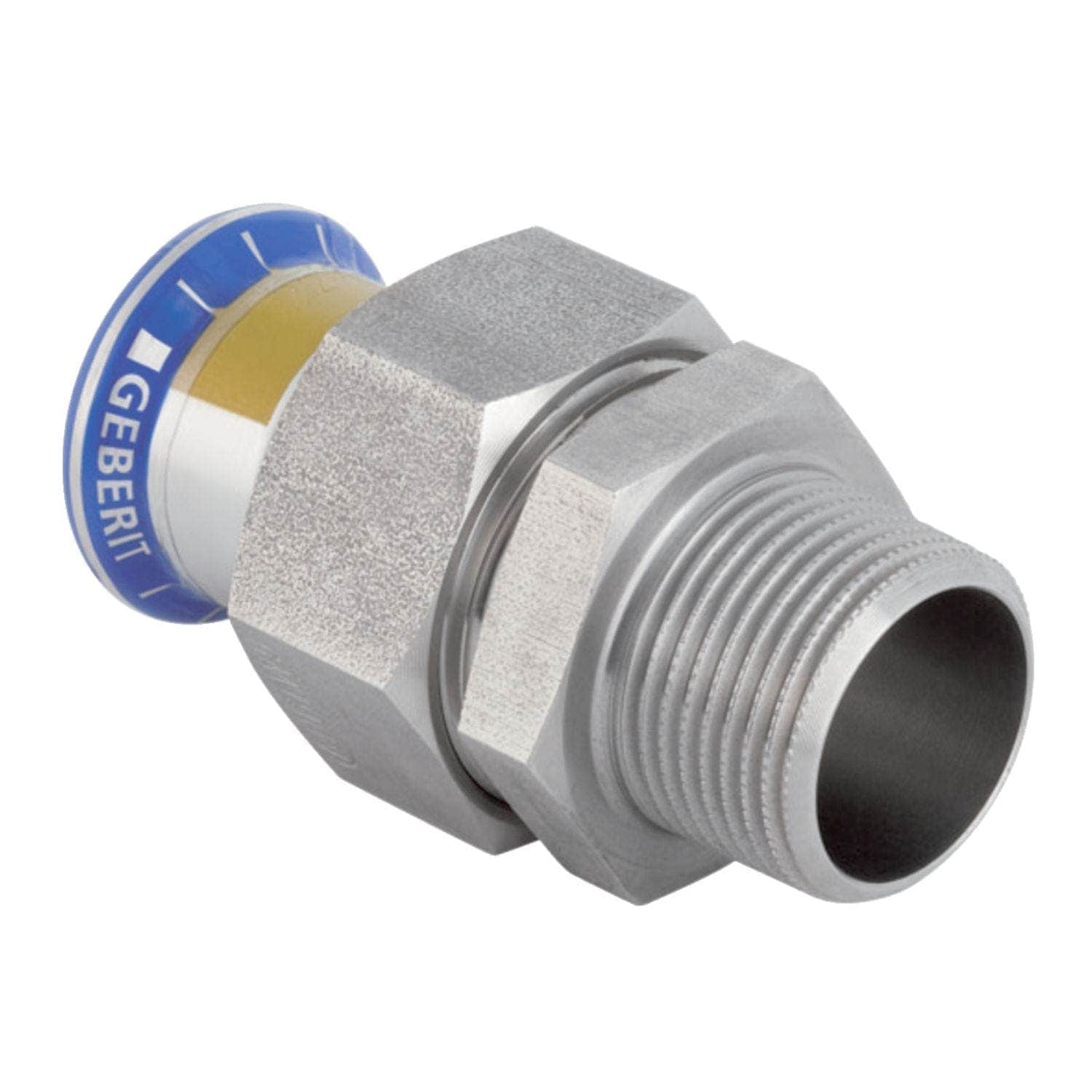 Geberit Mapress syrefast Tippunion med utvendige gjenger gass Pressfitting 22mmx3/4" Geberit Tippunion pressfitting GRO-8710336