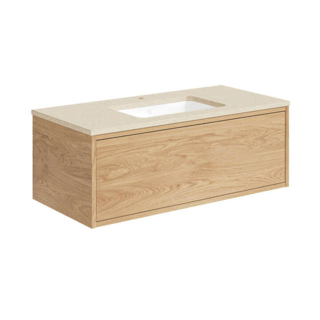 Gustavsberg Ducentic Servantskap med Benkeplate Lys eik / 100cm / Beige royal 1 hull for kran Gustavsberg Servantskap GRO-GB71DCVU10ARCC1100