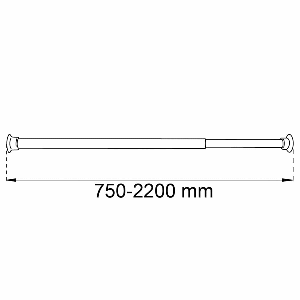 Habo Dusjforhengstang 75-220cm Habo Dusjforheng