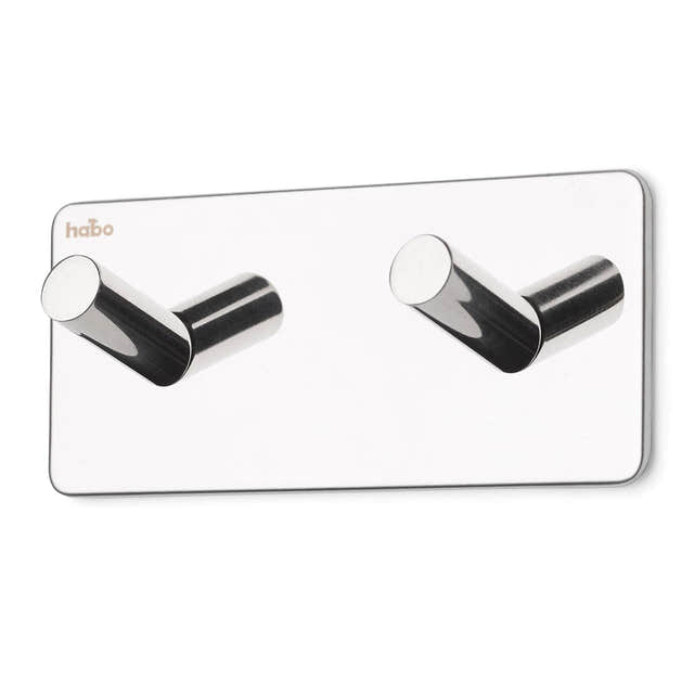 Habo Edge Dobbel Krok Selvklebende Polert rustfritt Habo Knagger HA-100358
