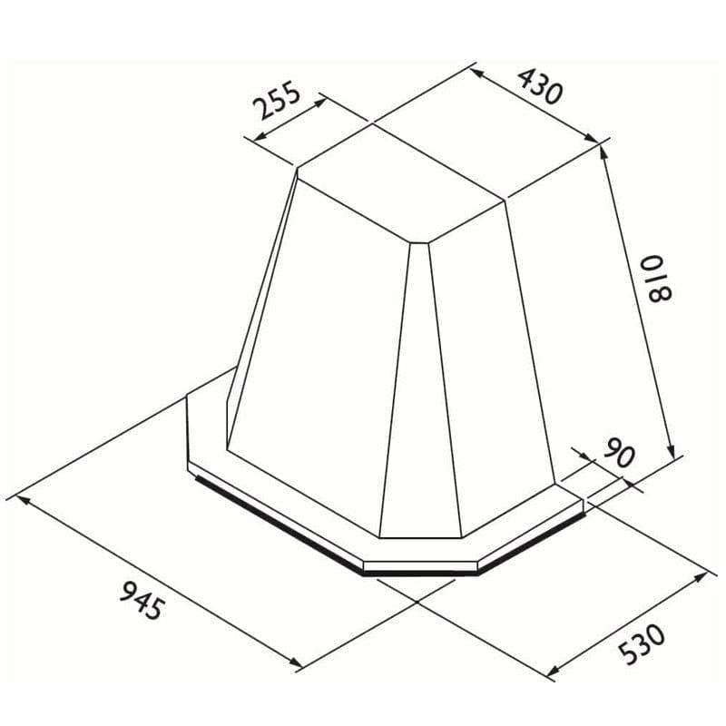 Harmoni Sense Veggh. 95 x 81 m/mdf mantel Børstet stål Røroshetta Kjøkkenvifte 106300
