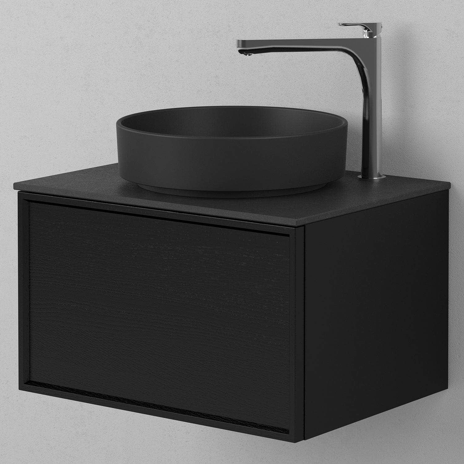 INR AIR Benkeplate Kvartskompositt med hull til servantbatteri H12xD455mm INR Iconic Nordic Rooms Benkeplate bad