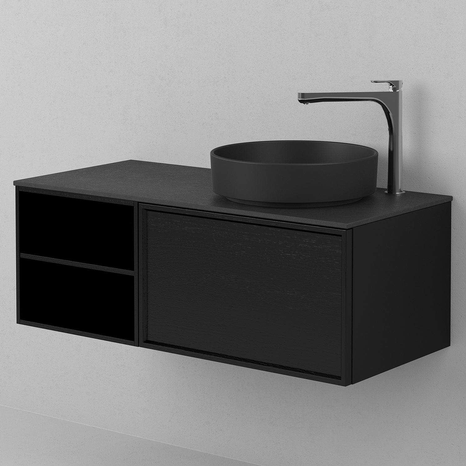 INR AIR Benkeplate Kvartskompositt med hull til servantbatteri H12xD455mm INR Iconic Nordic Rooms Benkeplate bad