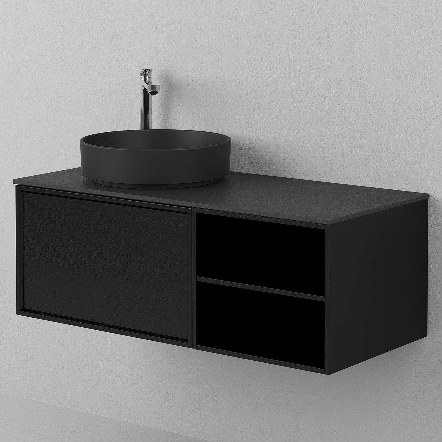 INR AIR Benkeplate Kvartskompositt med hull til servantbatteri H12xD455mm INR Iconic Nordic Rooms Benkeplate bad