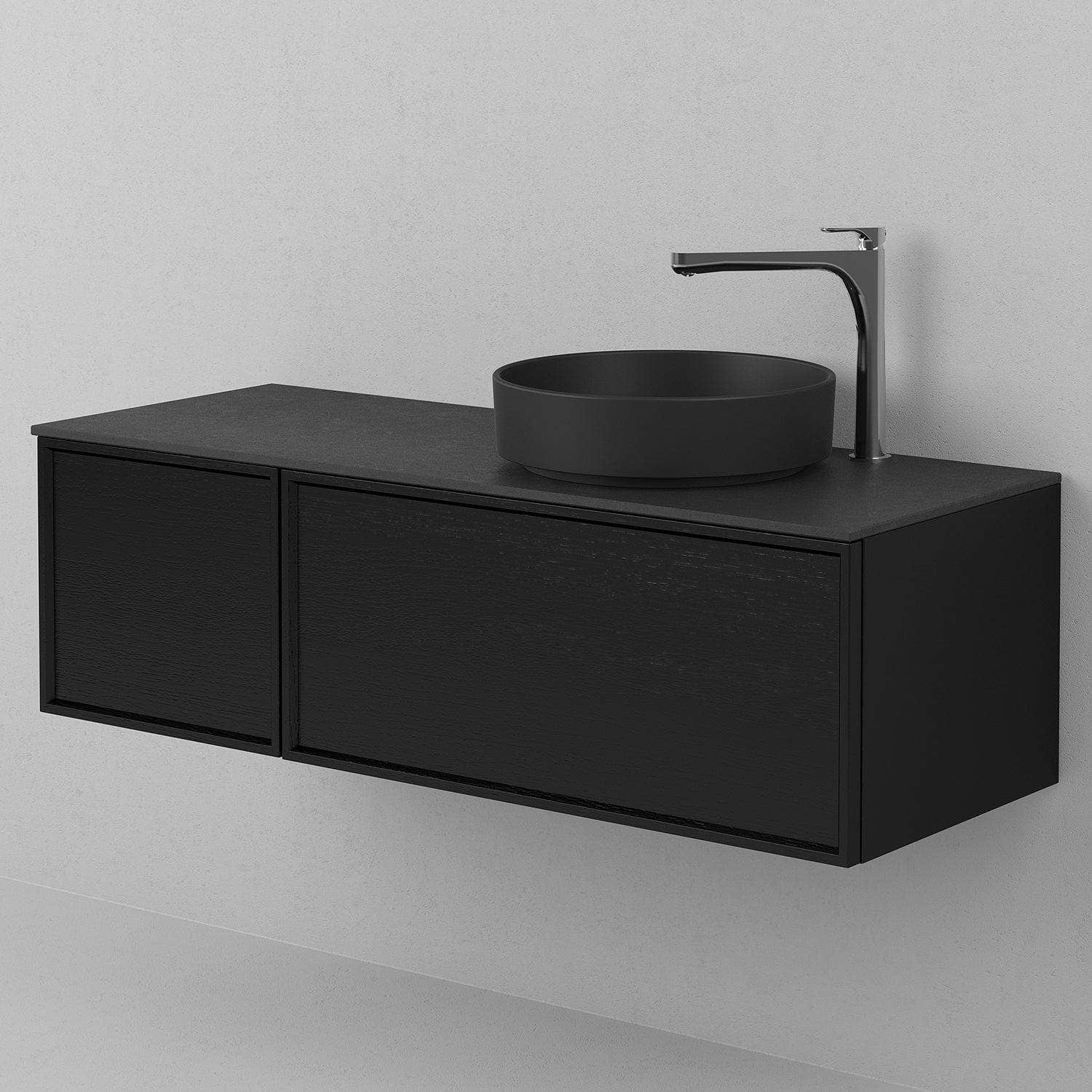 INR AIR Benkeplate Kvartskompositt med hull til servantbatteri H12xD455mm INR Iconic Nordic Rooms Benkeplate bad
