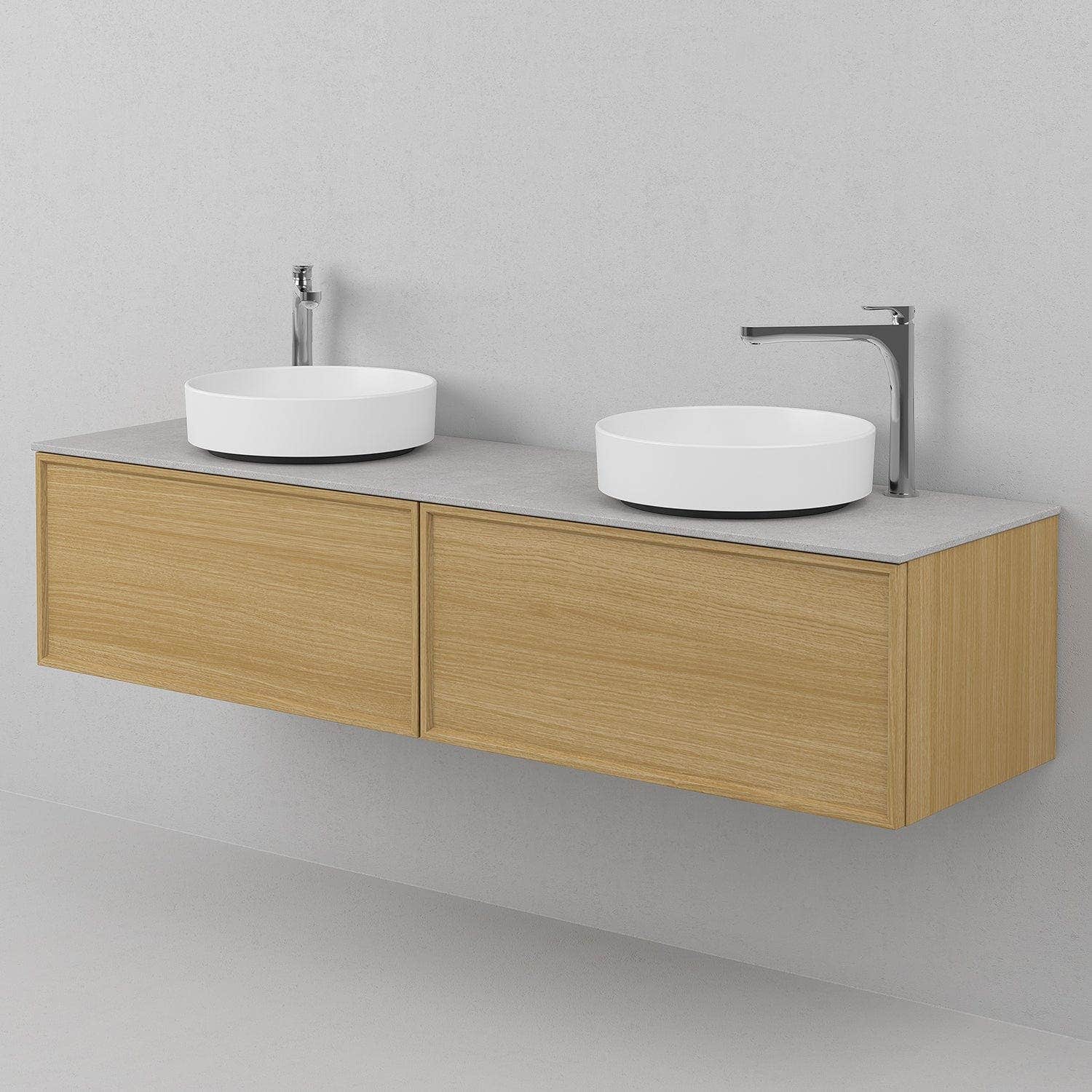 INR AIR Benkeplate Kvartskompositt med hull til servantbatteri H12xD455mm INR Iconic Nordic Rooms Benkeplate bad