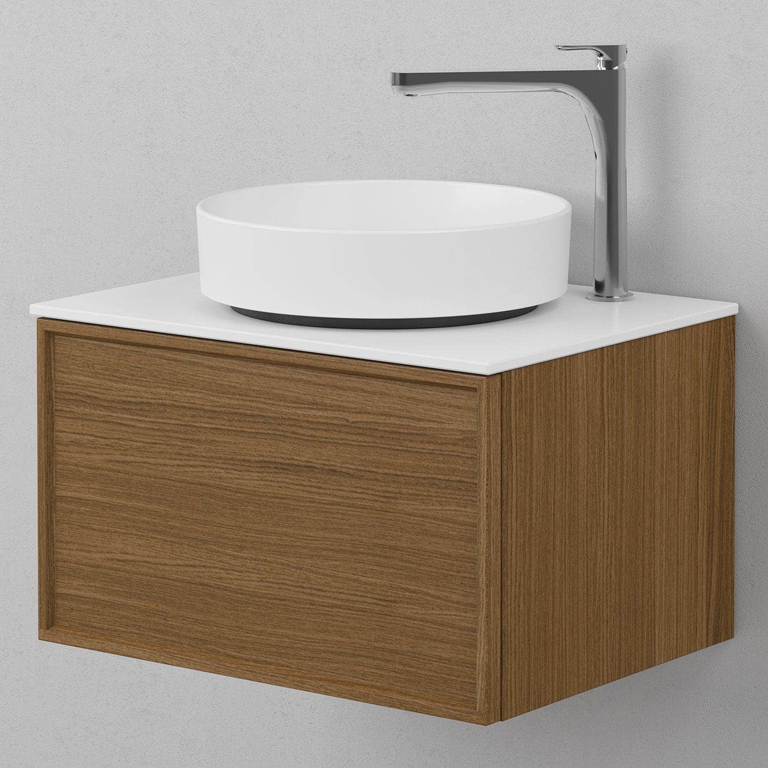 INR AIR Benkeplate Kvartskompositt med hull til servantbatteri H12xD455mm INR Iconic Nordic Rooms Benkeplate bad