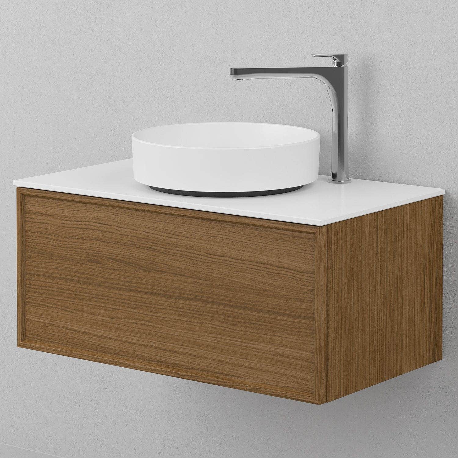 INR AIR Benkeplate Kvartskompositt med hull til servantbatteri H12xD455mm INR Iconic Nordic Rooms Benkeplate bad