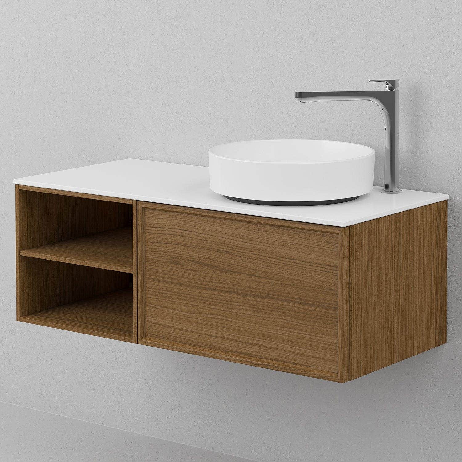 INR AIR Benkeplate Kvartskompositt med hull til servantbatteri H12xD455mm INR Iconic Nordic Rooms Benkeplate bad
