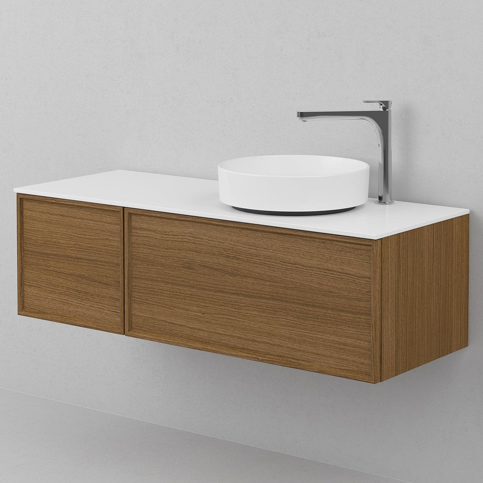 INR AIR Benkeplate Kvartskompositt med hull til servantbatteri H12xD455mm INR Iconic Nordic Rooms Benkeplate bad