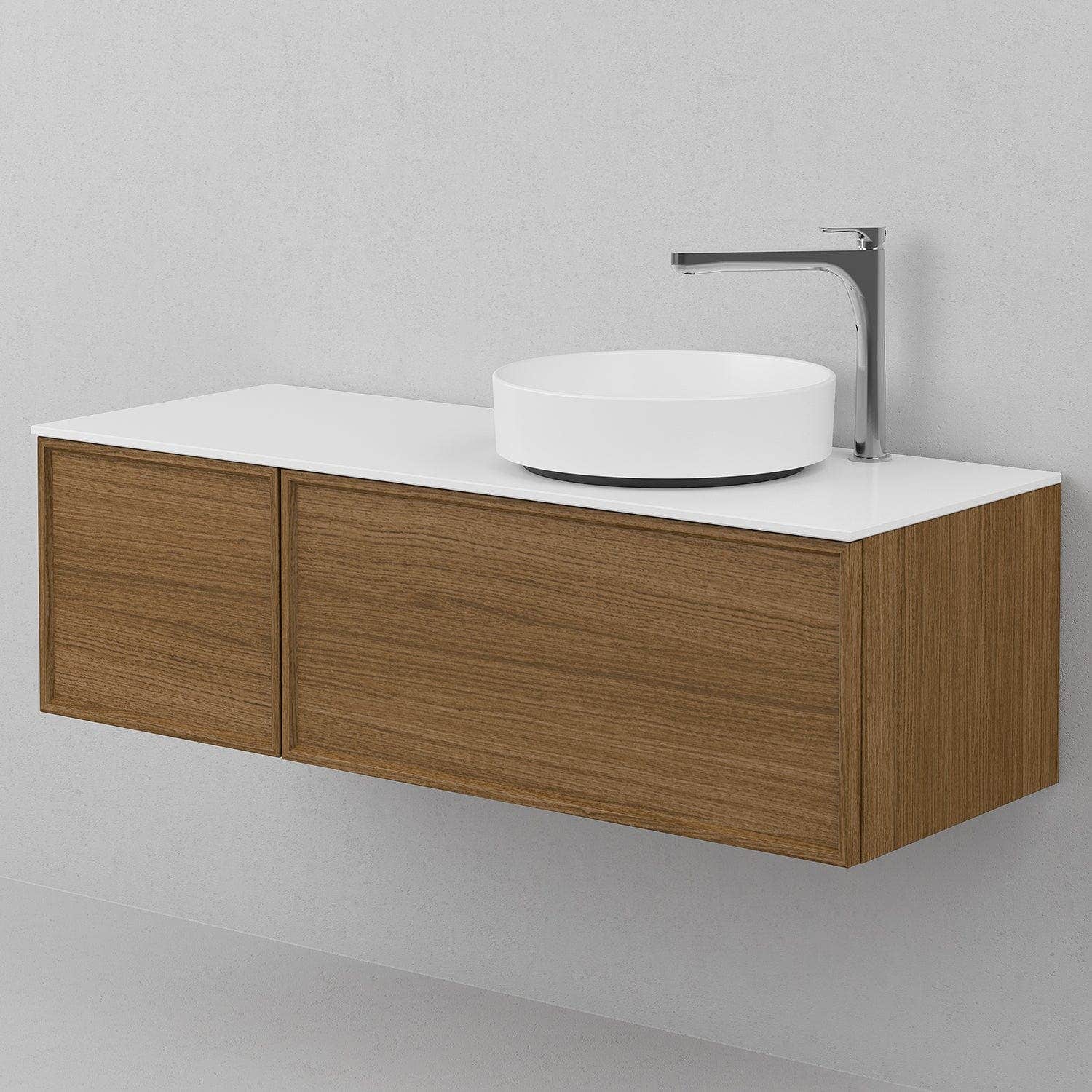 INR AIR Benkeplate Kvartskompositt med hull til servantbatteri H12xD455mm INR Iconic Nordic Rooms Benkeplate bad
