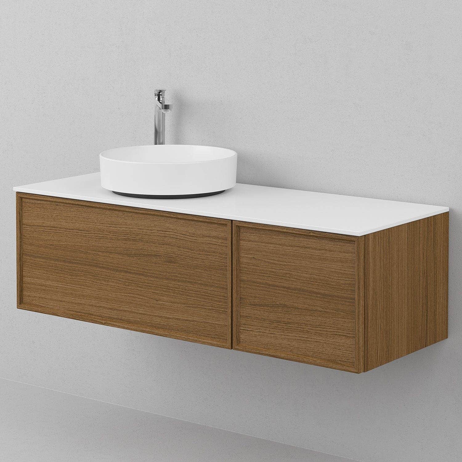 INR AIR Benkeplate Kvartskompositt med hull til servantbatteri H12xD455mm INR Iconic Nordic Rooms Benkeplate bad