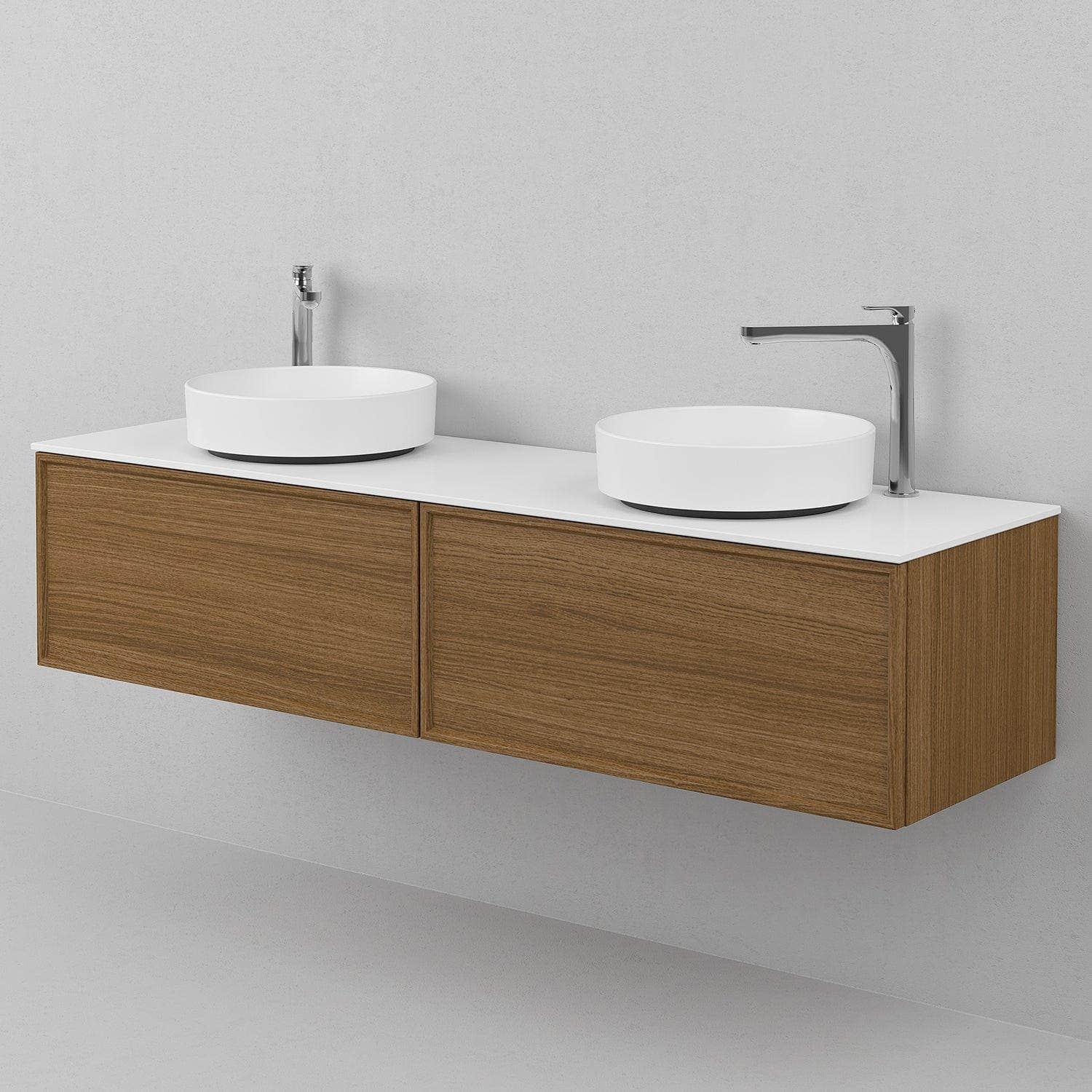 INR AIR Benkeplate Kvartskompositt med hull til servantbatteri H12xD455mm INR Iconic Nordic Rooms Benkeplate bad