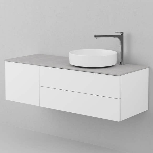 INR AIR Solid Servantskap med 2 Skuffer og 1 Dør H:35xD:45cm Premium white / 120cm høyre INR Iconic Nordic Rooms Servantskap INR-361611