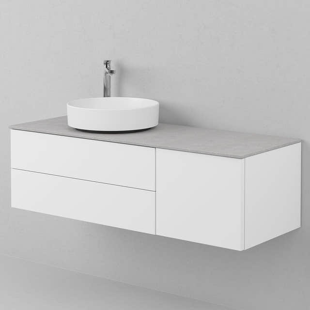 INR AIR Solid Servantskap med 2 Skuffer og 1 Dør H:35xD:45cm Premium white / 120cm venstre INR Iconic Nordic Rooms Servantskap INR-361711