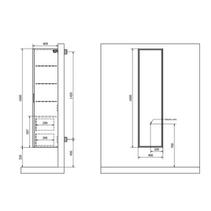 INR AIR Wood c 4 Hyller 2 skuffer B400xH1600xD400mm
