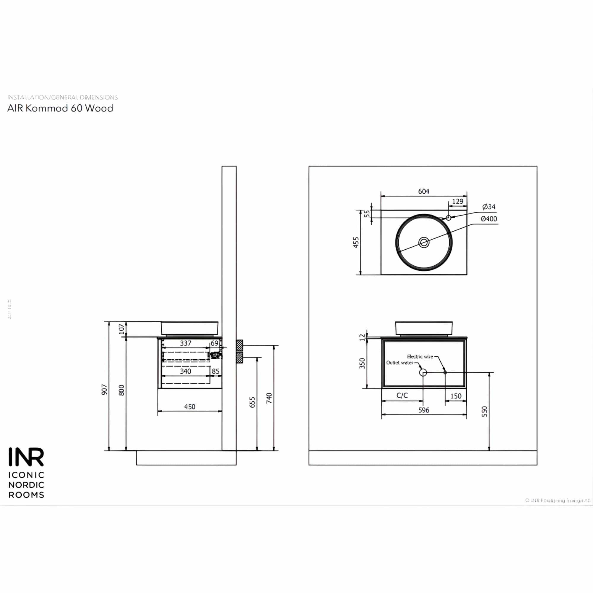 INR Air Wood Servantskap Hel front med 2 Skuffer INR Iconic Nordic Rooms Servantskap