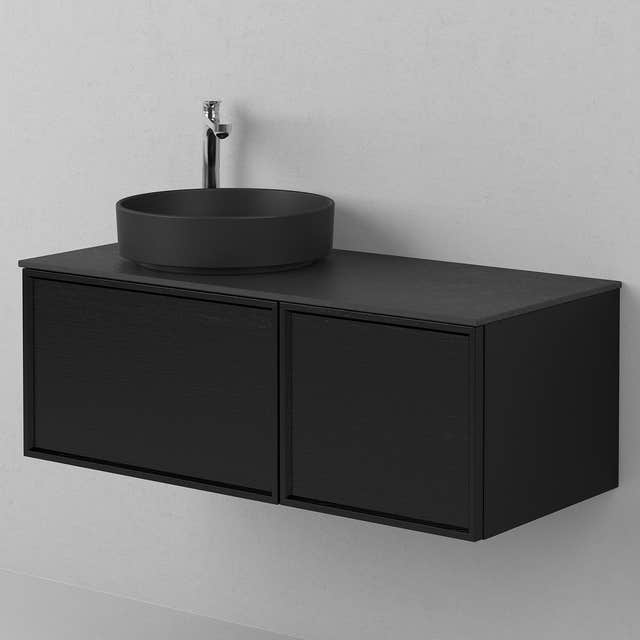 INR Air Wood Servantskap Hel front med 2 Skuffer og 1 Dør H350xD450mm Black oak / 100cm / Høyre INR Iconic Nordic Rooms Servantskap INR-363239