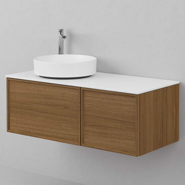 INR Air Wood Servantskap Hel front med 2 Skuffer og 1 Dør H350xD450mm Dark oak / 100cm / Høyre INR Iconic Nordic Rooms Servantskap INR-363238