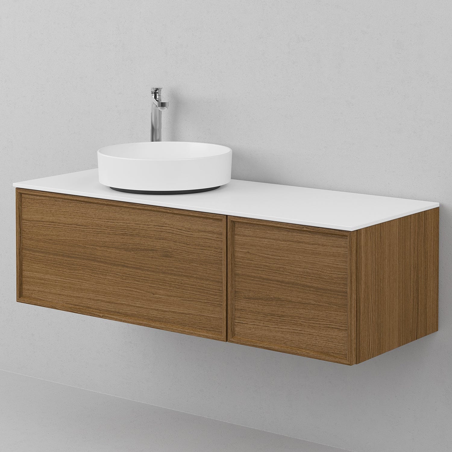 INR Air Wood Servantskap Hel front med 2 Skuffer og 1 Dør H350xD450mm Dark oak / 120cm / Høyre INR Iconic Nordic Rooms Servantskap INR-363638