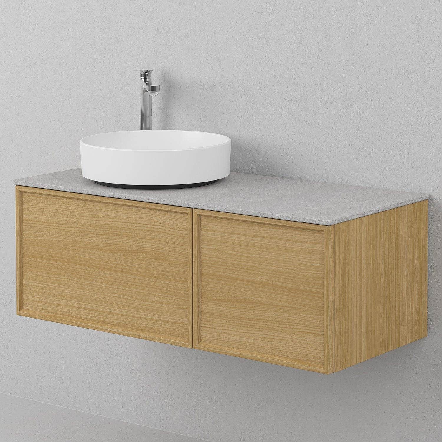 INR Air Wood Servantskap Hel front med 2 Skuffer og 1 Dør H350xD450mm Natural oak / 100cm / Høyre INR Iconic Nordic Rooms Servantskap INR-363234