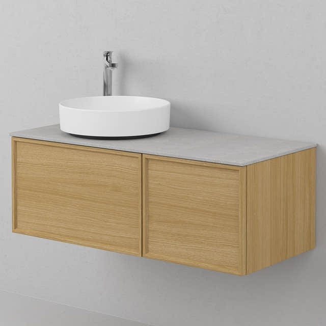 INR Air Wood Servantskap Hel front med 2 Skuffer og 1 Dør H350xD450mm Natural oak / 100cm / Høyre INR Iconic Nordic Rooms Servantskap INR-363234