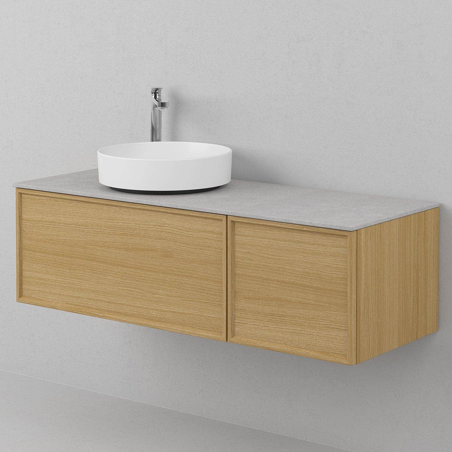 INR Air Wood Servantskap Hel front med 2 Skuffer og 1 Dør H350xD450mm Natural oak / 120cm / Høyre INR Iconic Nordic Rooms Servantskap INR-363634