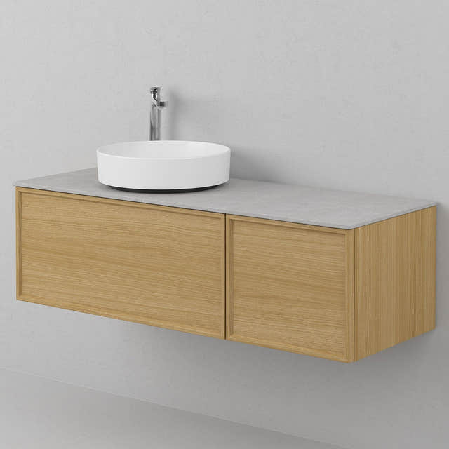 INR Air Wood Servantskap Hel front med 2 Skuffer og 1 Dør H350xD450mm Natural oak / 120cm / Høyre INR Iconic Nordic Rooms Servantskap INR-363634