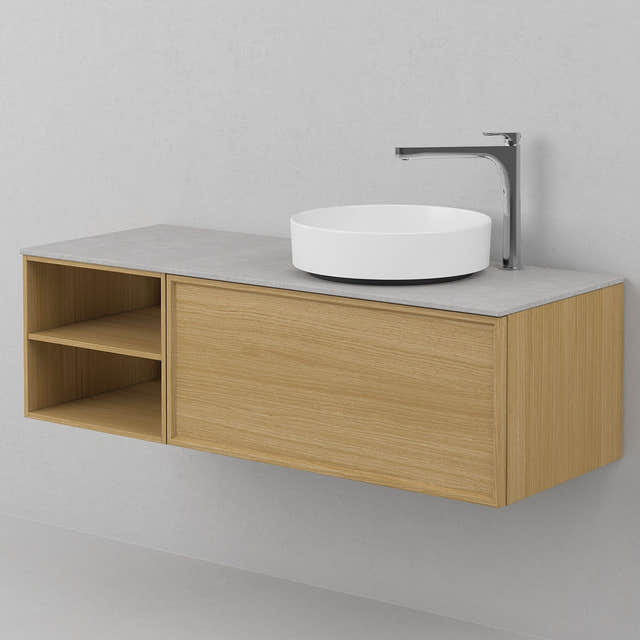 INR Air Wood Servantskap Hel front med 2 Skuffer og Åpen oppbevaring H350xD450mm Natural oak / 120cm / Venstre INR Iconic Nordic Rooms Servantskap INR-363734
