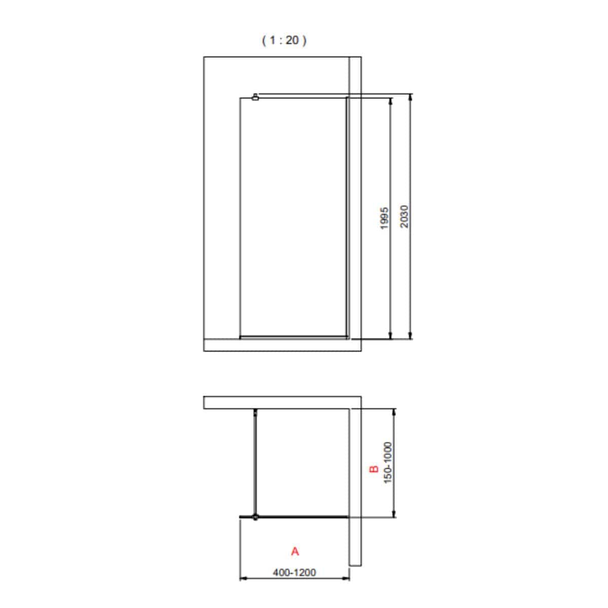 INR ARC 20 Frame Skjermvegg Standardmål INR Iconic Nordic Rooms Dusjvegg